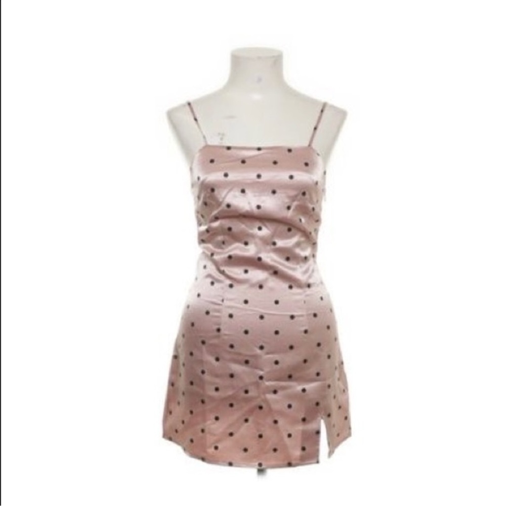 Missguided Petite Satin Strappy Polka Dot mini Dress